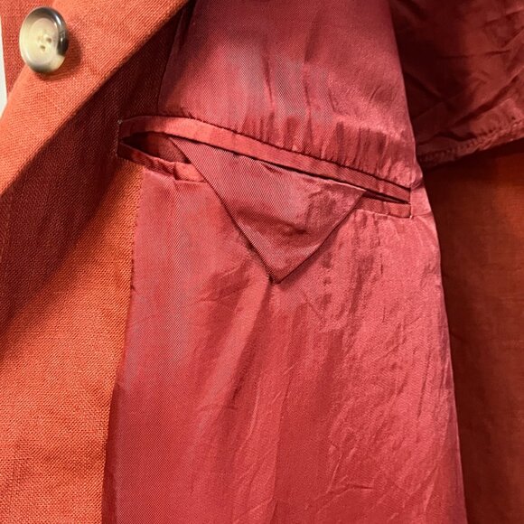Paul Fredrick Men's XL 100% Linen L/S Shirt/Jacket. Made in Portugal. Orange - Picture 7 of 7